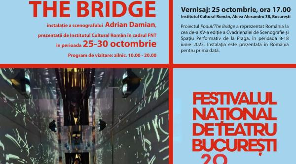 Instalația „Podul/The Bridgeˮ, a scenografului Adrian Damian, expusă la sediul ICR