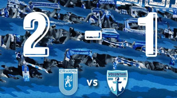 superliga universitatea craiova s a impus la limita in fata voluntariului 2 1
