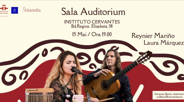 viva la guitarra cu reynier marino chitara si laura marquez nieto voce si percutie la institutul cervantes din bucuresti