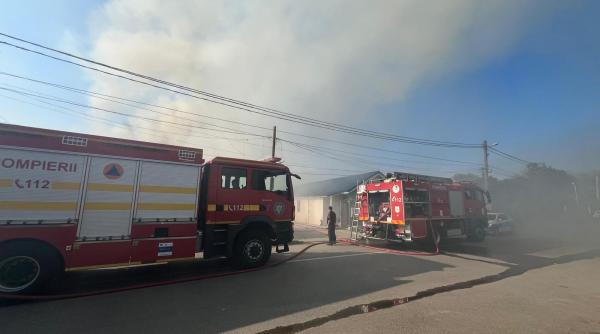 Incendiu cu degajări mari de fum la un depozit din Costinești