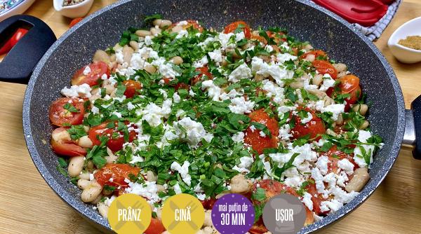 salata calda fasole boabe rosii telemea gustoasa satioasa