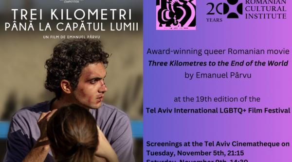 multipremiatul film trei kilometri pana la capatul lumii regizat de emanuel parvu prezentat la editia 2024 a festivalului lgbtq tlvfest