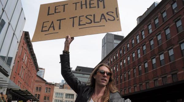 tesla takedown protest elon musk new york