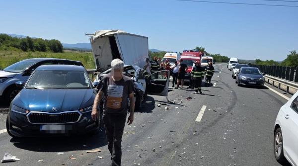 accident autostrada a1 judetul timis iesirea spre margina