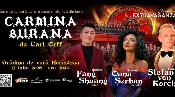 carmina burana cu tenorul stefan von korch in linia solistica in premiera in aer liber in bucuresti pe 17 iulie 2026 la gradina de vara herastrau