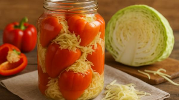 Ardei umpluți cu varză pentru iarnă: trucuri ca să iasă crocanți și gustoși