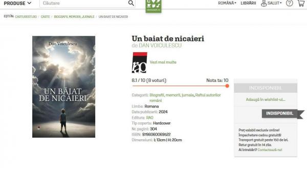 „Un băiat de nicăieri”, cartea lui Dan Voiculescu, epuizată în rețeaua Cărturești