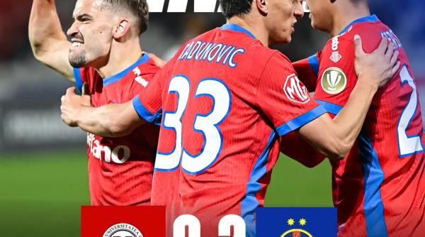 FCSB câștigă în deplasare cu Universitatea Cluj