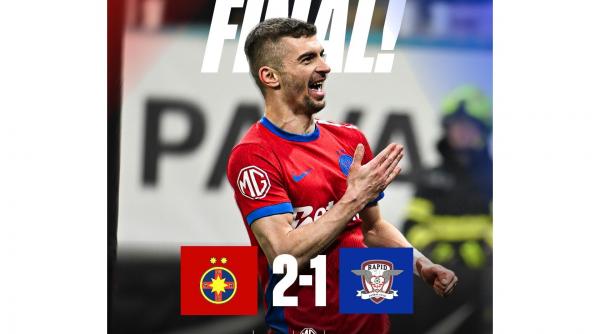 FCSB câștigă derby-ul cu Rapid, 2-1 pe Arena Națională. Olaru și Tănase decid meciul