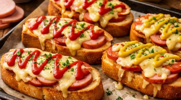 Sandwichuri fericite: Gustul copilăriei cu parizer și cașcaval la cuptor