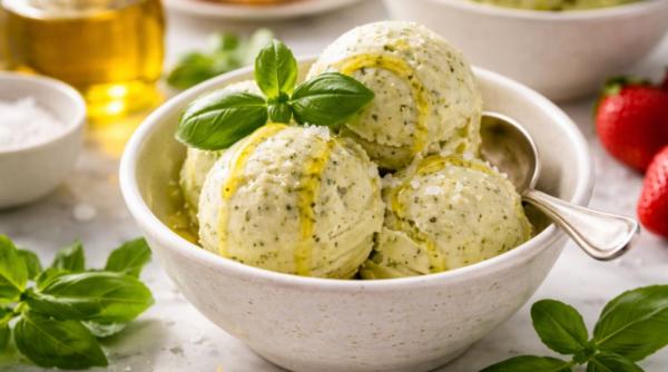 Înghețată de busuioc cu ulei de măsline: desertul care sfidează regulile