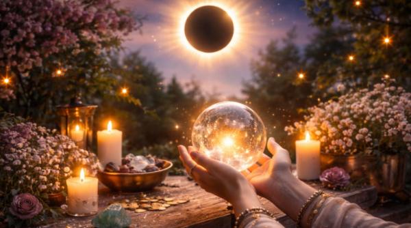 Eclipsa de Soare din 17 februarie 2026: ritualuri puternice pentru bani și noi începuturi