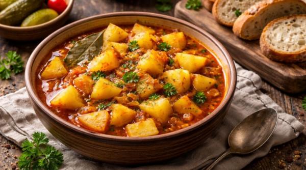 O rețetă modestă, dar plină de gust: tocană de cartofi cu foi de dafin