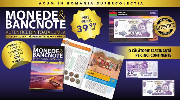 Descoperă Malawi în numărul 12 al colecției „Monede și bancnote autentice din toată lumea”. Revistă, bancnotă autentică și fișă numismatică. De luni la chioșcuri!
