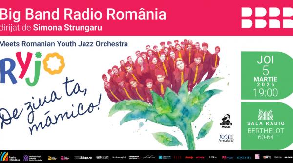 „De ziua ta, mămico”: concert din seria „Big Band-ul Radio România meets Romanian Youth Jazz Orchestra”