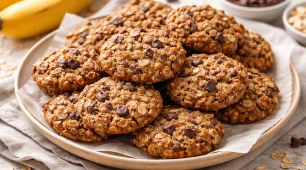 Biscuiți de post cu ovăz și banană, un desert simplu, sănătos și gata în 20 de minute