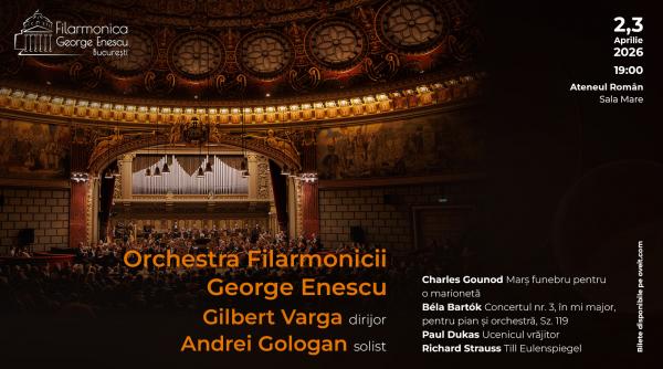 Muzică de film, momente de lirism și povești simfonice la Filarmonica George Enescu în concertele din 2 și 3 aprilie