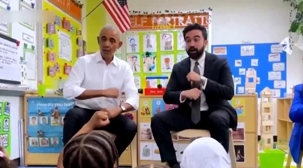 Moment viral la New York: Barack Obama și Zohran Mamdani au lăsat politica deoparte pentru o sesiune de cântece și povești cu cei mici