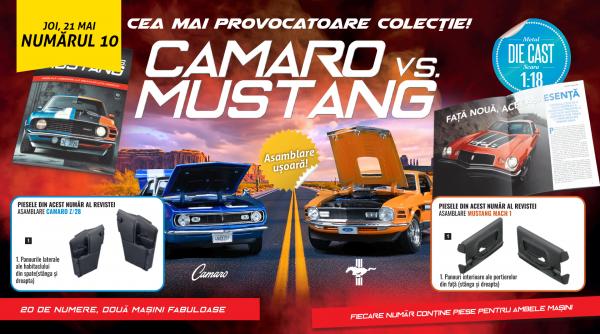 rivalitatea camaro vs mustang capata noi dimensiuni in numarul 10 al colectiei de joi la toate chioscurile gasiti revista si piese noi pentru cele doua machete