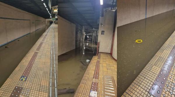 Ploile au dat peste cap circulația metroului. Stația Piața Victoriei 2 este închisă din cauza inundațiilor