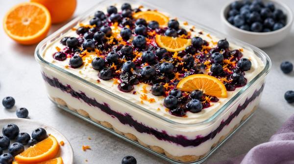 Am descoperit desertul verii! Tiramisu cu afine și portocală, fără ouă și fără coacere