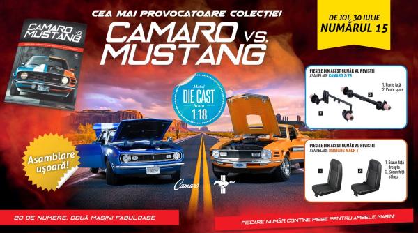 Istoria confruntării dintre legendarele mașini americane Camaro și Mustang continuă în numărul 15 al colecției. De joi, la toate chioșcurile!