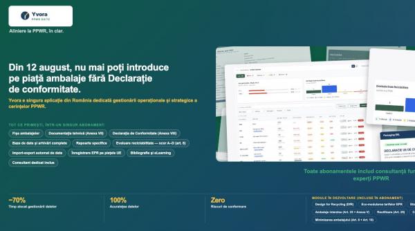 O companie românească lansează YVORA, aplicație care automatizează conformarea la noile reguli europene privind ambalajele