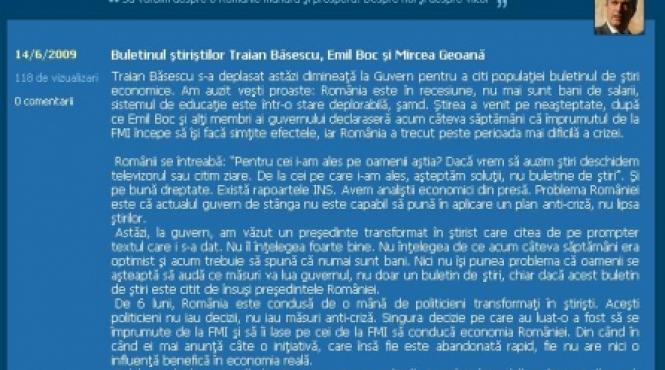 tariceanu basescu a devenit stirist s a dus la guvern pentru a citi buletinul de stiri economice