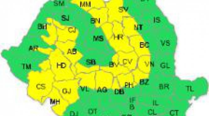 cod galben de ninsori si viscol pentru sud vestul tarii si zona de munte