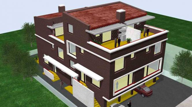 constructie pentru patru familii de tip triplex