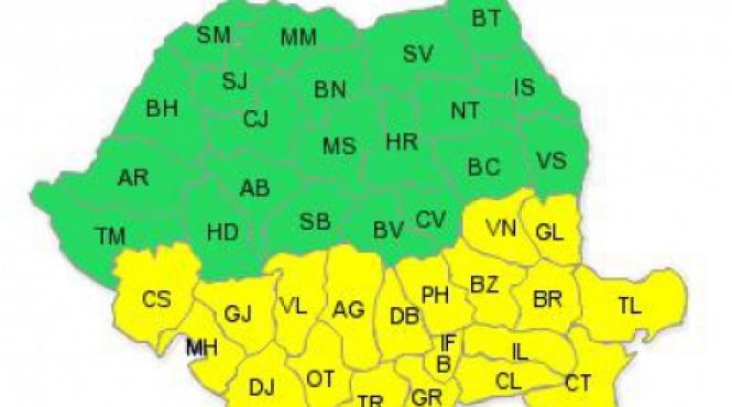 cod galben de ninsori si viscol pentru jumatatea de sud a tarii