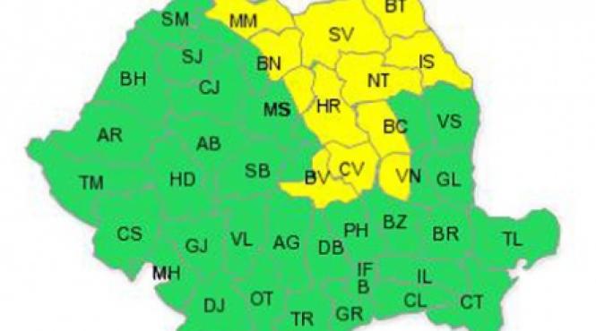 codul galben de ploi prelungit pana la ora 23 00