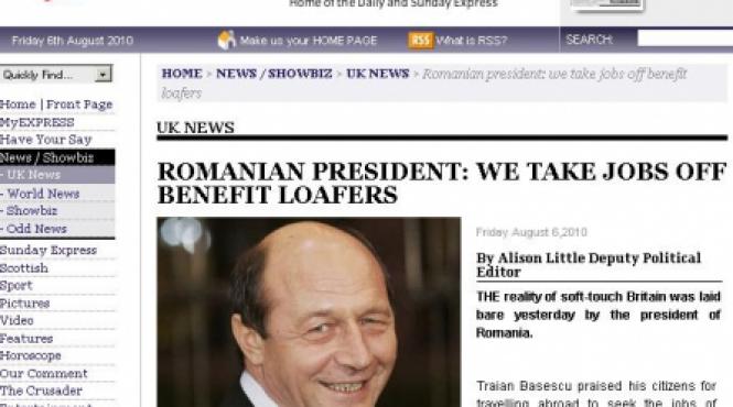 declaratiile lui basescu infurie presa britanica