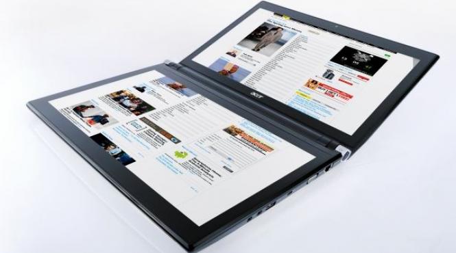 dupa toshiba acer prezinta un laptop dual screen