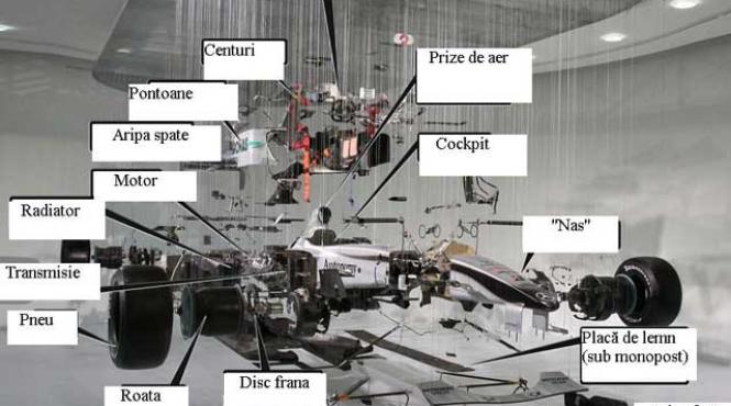 opera de arta monopostul lui schumi dezmembrat si expus in anglia