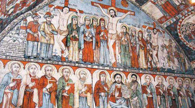 biserica din lemn cu pictura vie