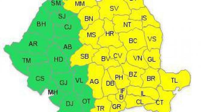 cod galben de ploi si vijelii pentru capitala si jumatatea de est a tarii