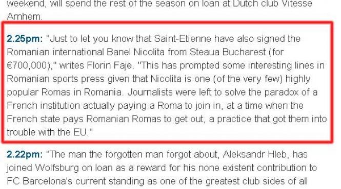 transferul lui banel in franta pe blogul the guardian paradoxal in timp ce statul francez cheltuie bani ca sa scape de tigani o institutie franceza plateste unul sa vina