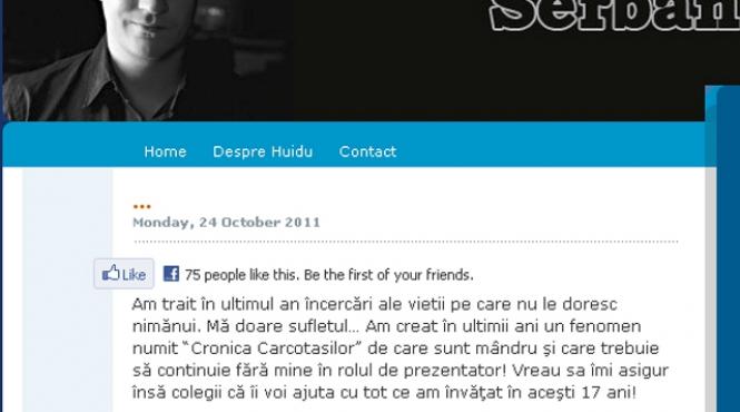 serban huidu confirma pe blog retragerea din viata publica