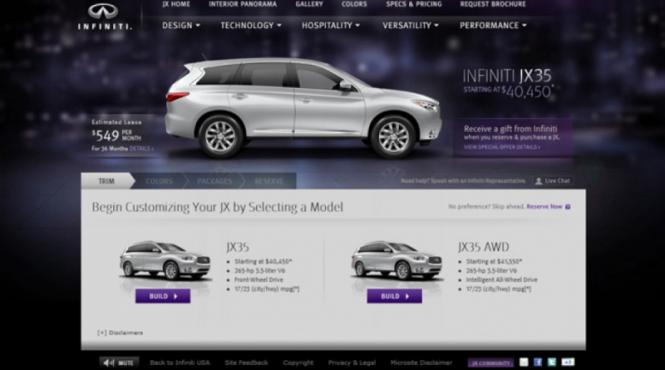 infiniti a lansat configuratorul online pentru noul crossover jx