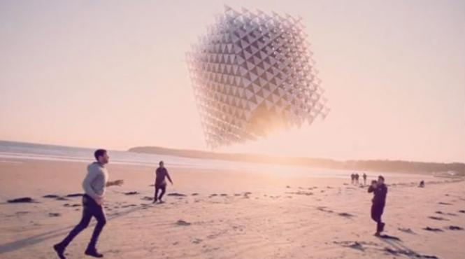 trei cuburi in coliziune un zmeu 3d care zboara video