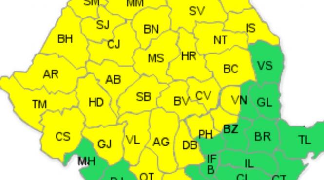 cod galben de ploaie si vijelie incepand cu duminica noaptea in aproape toata tara va cadea si grindina