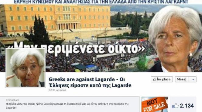 razboi pe facebook impotriva sefului fmi grecii au creat o pagina speciala unde o ataca pe christine lagarde