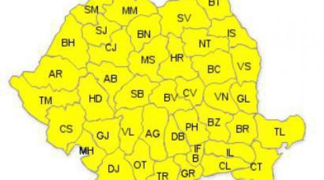 cod galben de ploi si vijelii in toata tara atentionarea valabila pana miercuri seara