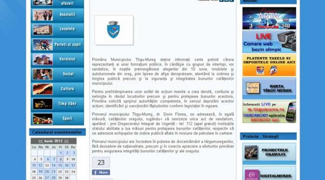 comunicat naucitor al primariei targu mures vezi de ce se teme administratia orasului in urmatoarele doua nopti