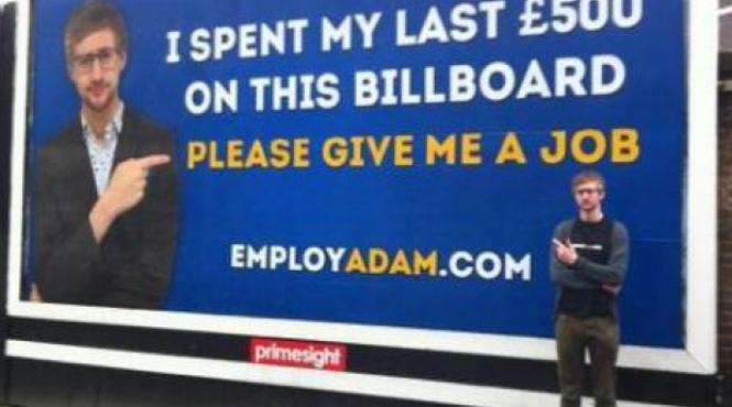 disperarea unui somer a cheltuit ultimii bani pe un panou publicitar in care isi face reclama