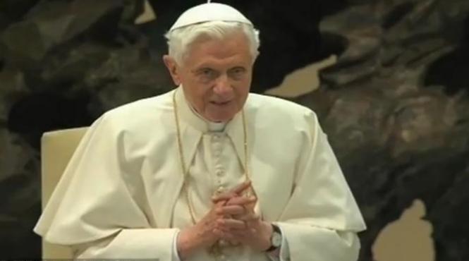 papa benedict al xvi lea prima aparitie publica dupa ce si a anuntat retragerea video