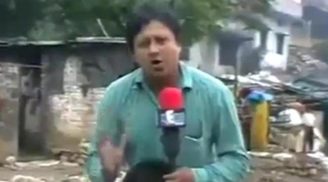 relatare live rara intalnita reporter indian inundatii video