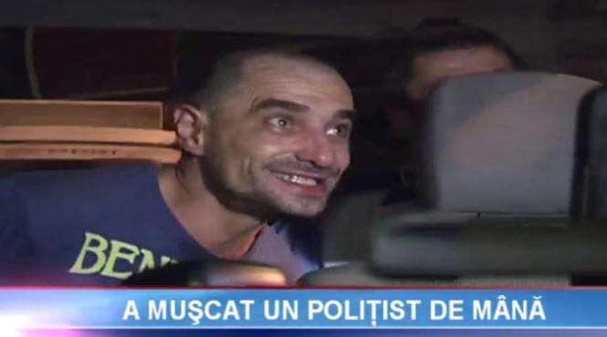 smecherul care a muscat de mana un politist si a spart geamul masinii de politie a fost lasat liber