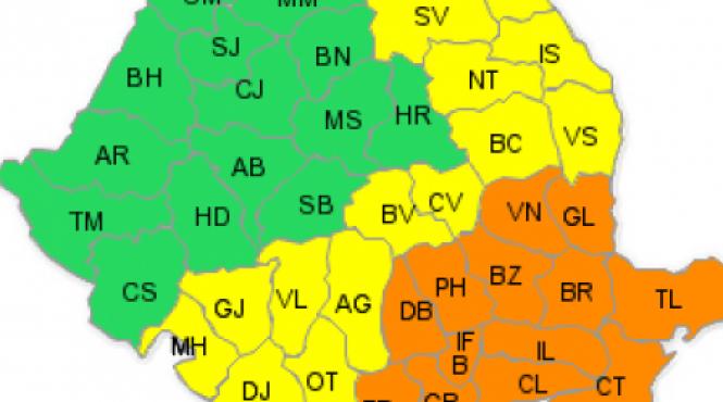 cod portocaliu de viscol in capitala si alte 13 judete 14 judete aflate sub cod galben